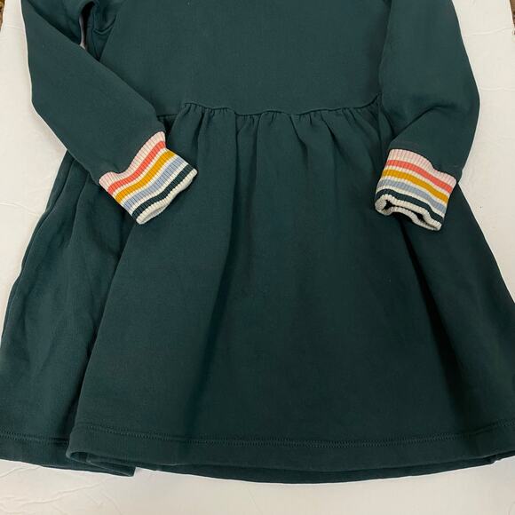 Hanna Andersson Rainbow Cuff Print Knit Dress In French Terry Green Size 4 - Picture 4 of 9